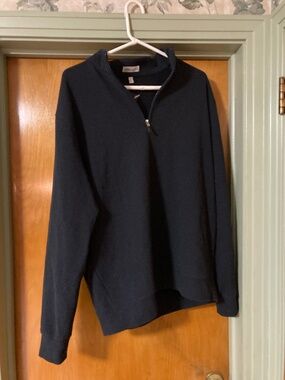 Peter Millar Quarter Zip 1/4 Zip Pull Over Black Rayon Cotton Blend Size Large